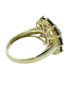 9ct Gold Aquamarine and Almandine Garnet Cluster Ring