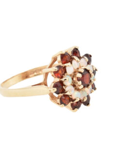 Vintage Gold Garnet & Opal Cluster