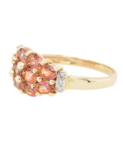 Gold Diamond and Azotic Topaz Cluster Ring