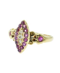 Antique 18ct Gold Diamond and Ruby Cluster Ring