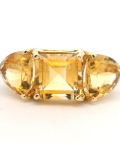 9ct gold three stone citrine ring