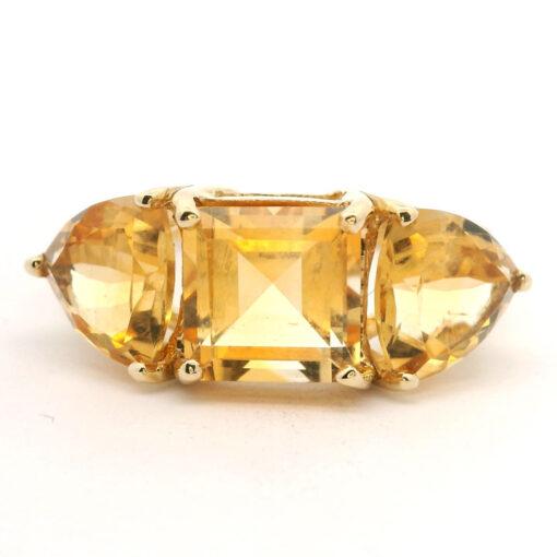 9ct gold three stone citrine ring