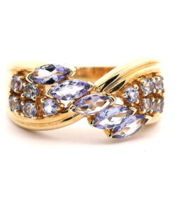 9ct yellow gold Tanzanite cluster ring