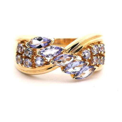 9ct yellow gold Tanzanite cluster ring