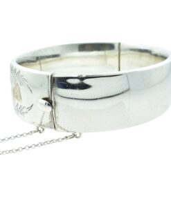 Vintage Sterling Silver and Gold Thistle Bangle