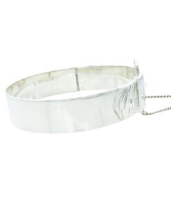 Vintage Sterling Silver Engraved Buckle Bangle