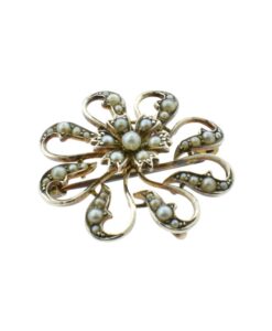 Antique 9ct Gold Pearl Daisy Brooch or Pendant