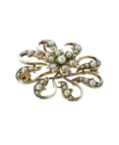 Antique 9ct Gold Pearl Daisy Brooch or Pendant