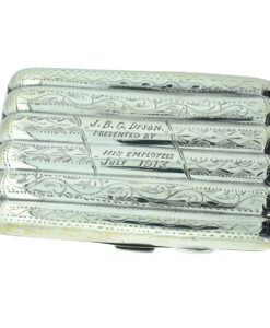 Antique Sterling Silver Ribbed Cigarette Case 1911