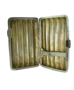 Antique Sterling Silver Ribbed Cigarette Case 1911
