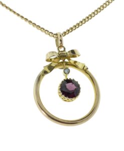 9ct Gold Almandine Garnet and Pearl Pendant