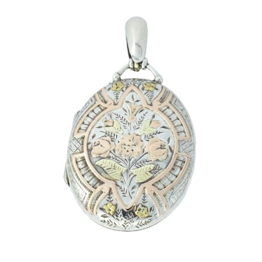 Antique Gold and Sterling Silver Oval Locket