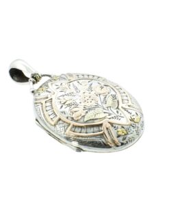 Antique Gold and Sterling Silver Oval Locket