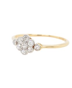 Antique 18ct Gold & Platinum Diamond Daisy Ring