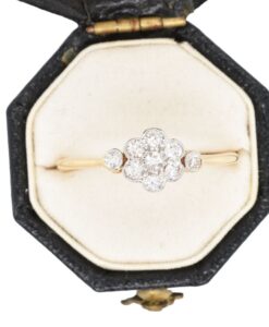 Antique 18ct Gold & Platinum Diamond Daisy Ring