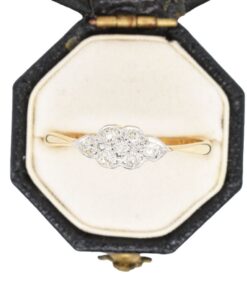 Antique 18ct Gold and Platinum Diamond Cluster Ring.