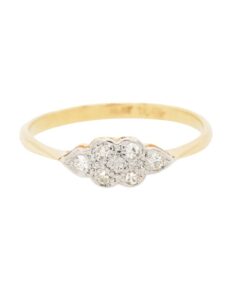 Antique Gold and Platinum Diamond Cluster Ring.