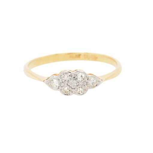 Antique Gold and Platinum Diamond Cluster Ring.