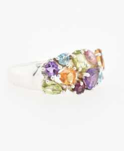 Sterling Silver Multi Gem Cluster Ring