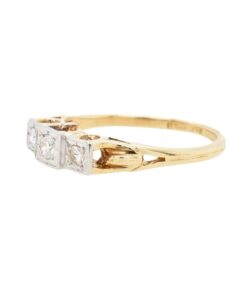 Vintage 18ct Gold & Platinum Diamond Trilogy Ring