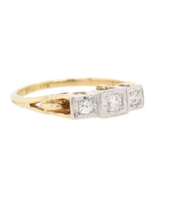 Vintage 18ct Gold & Platinum Diamond Trilogy Ring