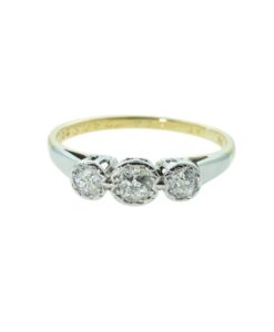 Vintage 18ct Gold and Platinum Diamond Trilogy Ring c1940