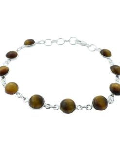 Sterling Silver Round Tigers Eye Bracelet