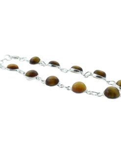 Sterling Silver Round Tigers Eye Bracelet