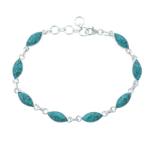 Sterling Silver Marquise Turquoise Bracelet