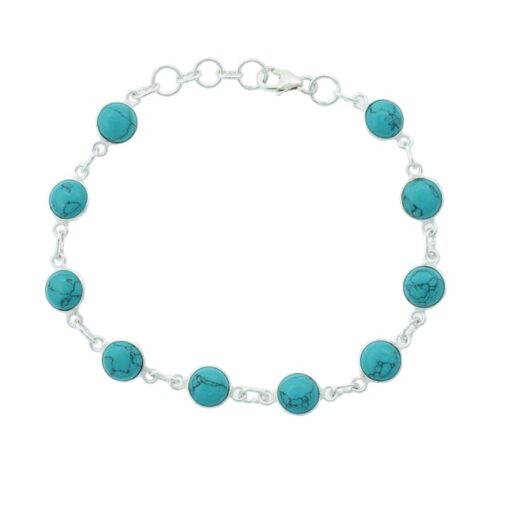 Sterling Silver Round Turquoise Bracelet