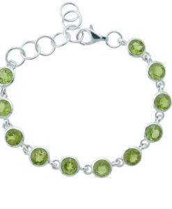 Solid Sterling Silver Round Peridot Bracelet
