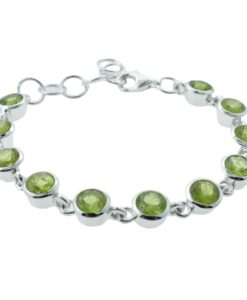Sterling Silver Round Peridot Bracelet