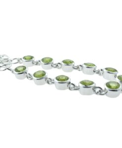 Sterling Silver Round Peridot Bracelet