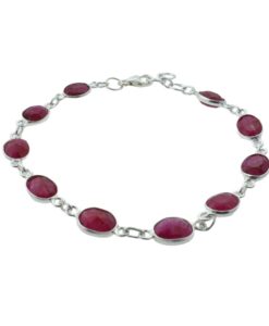 Sterling Silver Oval Ruby Bracelet
