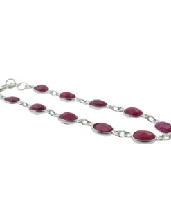 Sterling Silver Oval Ruby Bracelet