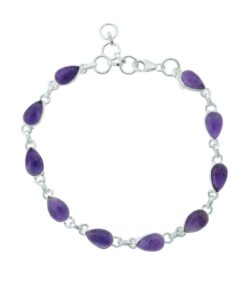 Sterling Silver Pear Amethyst Bracelet