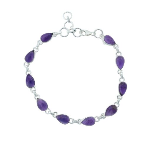 Sterling Silver Pear Amethyst Bracelet