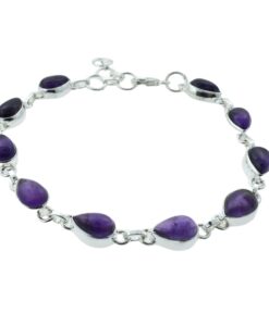 Sterling Silver Pear Amethyst Bracelet