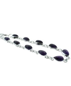 Sterling Silver Pear Amethyst Bracelet