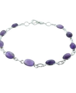 Sterling Silver Oval Amethyst Bracelet
