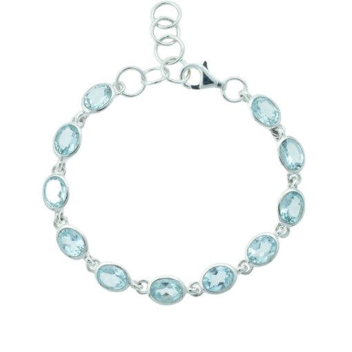 Solid Sterling Silver Blue Topaz Bracelet