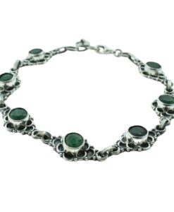 Ethnic Sterling Silver Emerald Bracelet
