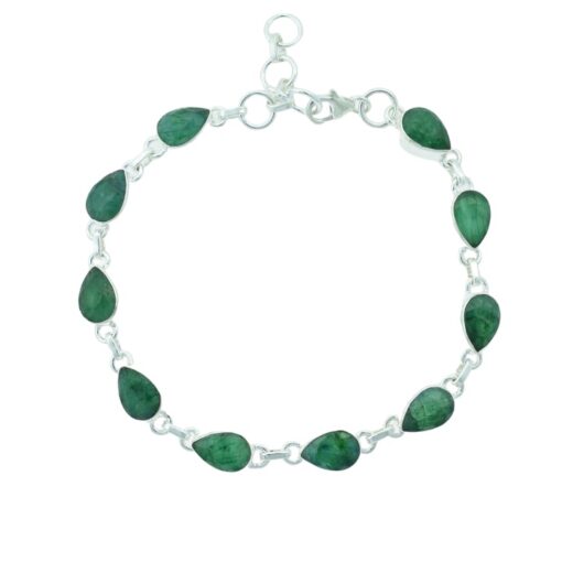 Sterling Silver Marquise Emerald Bracelet May Birthstone