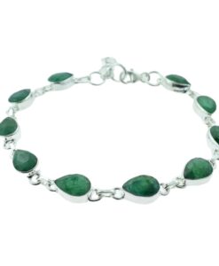 Sterling Silver Marquise Emerald Bracelet May Birthstone