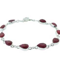 Sterling Silver Pear Ruby Bracelet