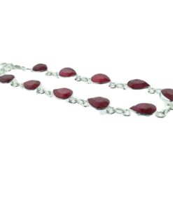 Sterling Silver Pear Ruby Bracelet