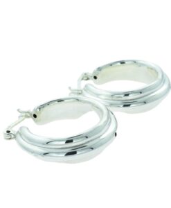 Sterling Silver Ribbed Hoop Earrings