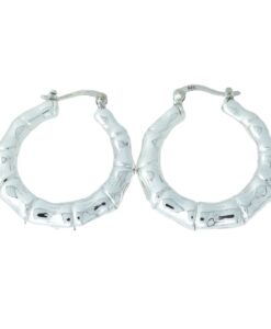 Bamboo Hoop Earrings in Sterling Silver