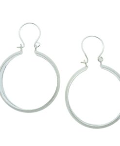 Sterling Silver Textured Hoop Earrings 34mm