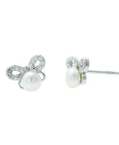 Sterling Silver Pearl Butterfly Earrings